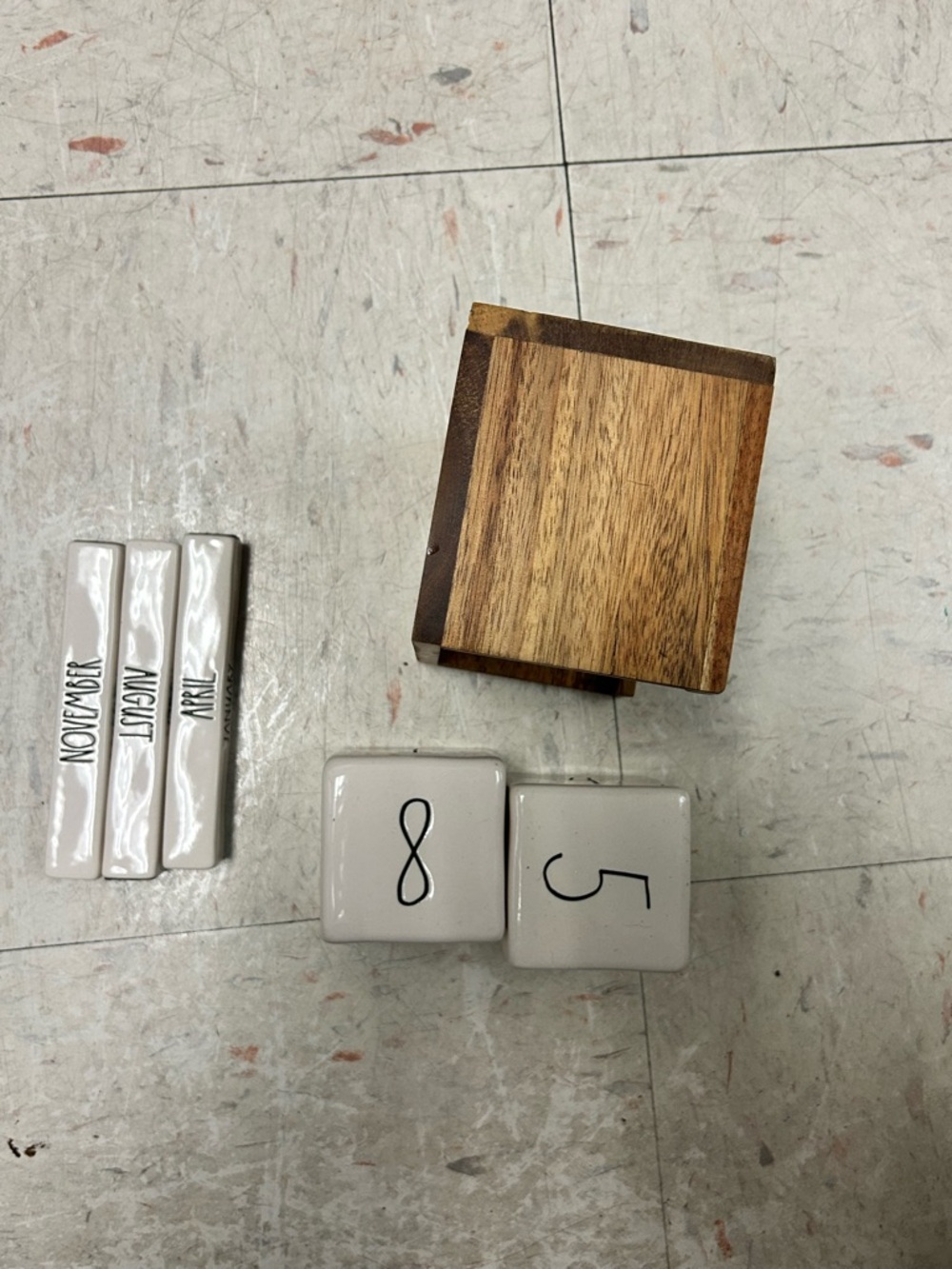 Rae Dunn Perpetual Desk Calendar | Farmhouse Wood Block Calendar | Magenta - Picture 9 of 11